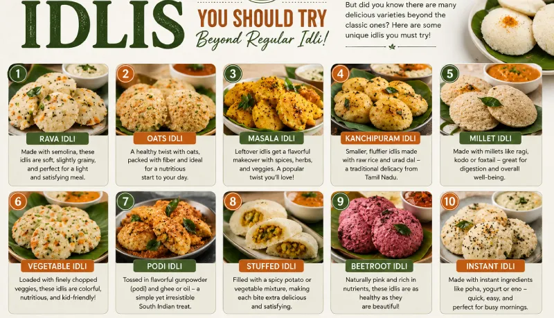 Different Types of Idlis You Should Try Beyond Regular Idli